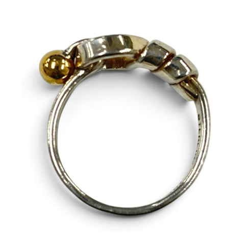Hook Eye Ring 18K Yellow Gold and Sterling Silver