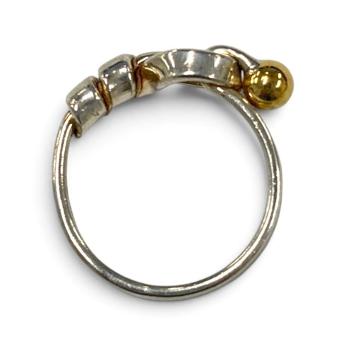 Hook Eye Ring 18K Yellow Gold and Sterling Silver