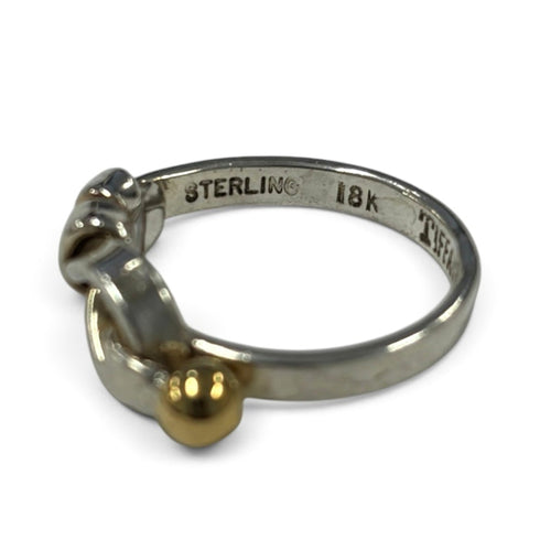 Hook Eye Ring 18K Yellow Gold and Sterling Silver