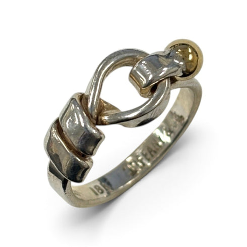 Hook Eye Ring 18K Yellow Gold and Sterling Silver