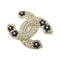 Brooch Metal Black White Gold