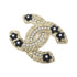 Brooch Metal Black White Gold