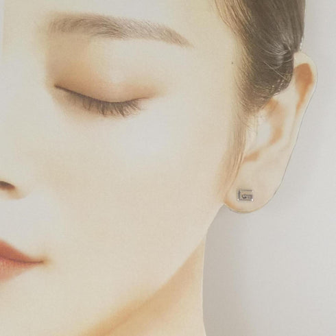 Single Earring Logo 18K White Gold