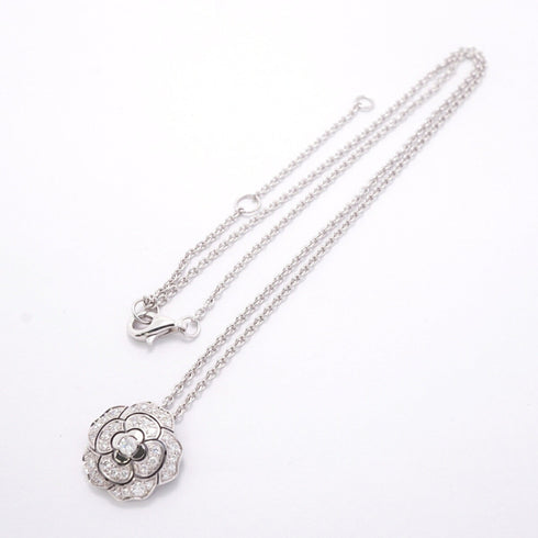 Camellia Pendant Necklace 18K White Gold with Diamond
