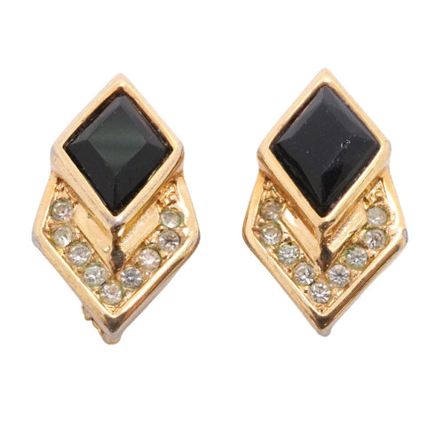 Rhinestone Clip-On Earrings Gold and Rhinestone