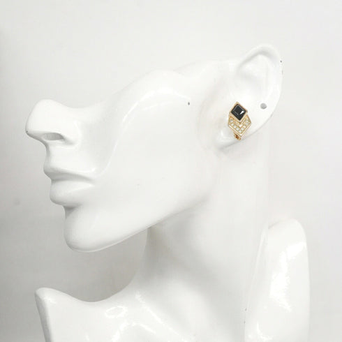 Rhinestone Clip-On Earrings Gold and Rhinestone