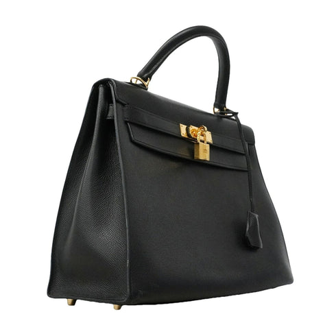 Kelly Handbag Black Epsom with Gold Hardware 32