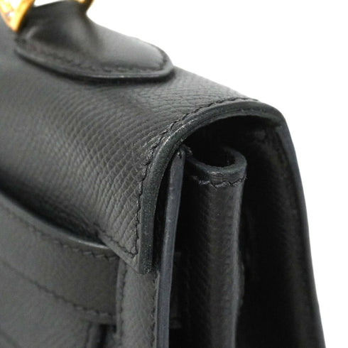 Kelly Handbag Black Epsom with Gold Hardware 32