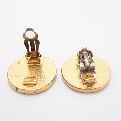 CC Logo Circle Clip-On Earrings Metal Gold-Tone Metal