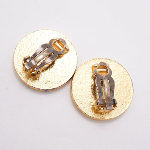 CC Logo Circle Clip-On Earrings Metal Gold-Tone Metal