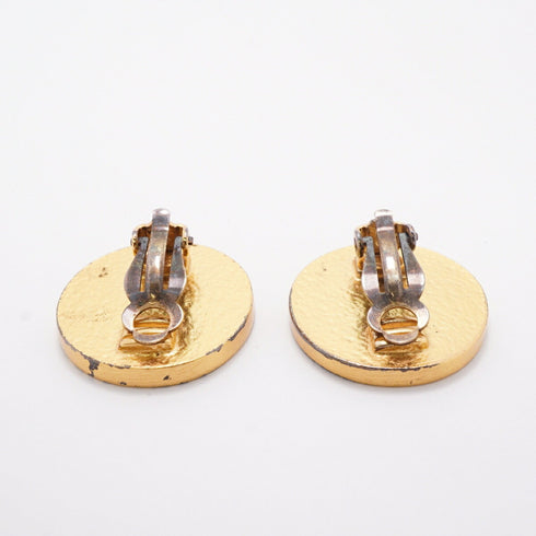 CC Logo Circle Clip-On Earrings Metal Gold-Tone Metal