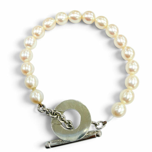 Charm Bracelet Sterling Silver with Freshwater Pearl