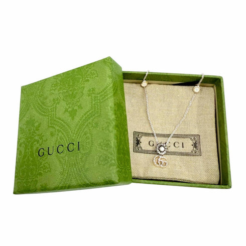 Double G Pendant Necklace Sterling Silver with Mother of Pearl