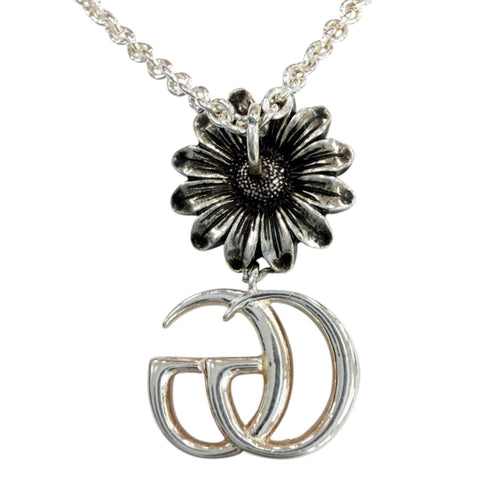 Double G Pendant Necklace Sterling Silver with Mother of Pearl