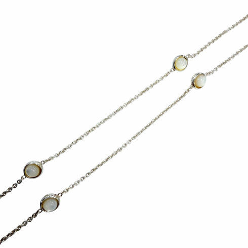 Double G Pendant Necklace Sterling Silver with Mother of Pearl
