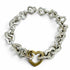 Vintage Heart Link Bracelet Sterling Silver and 18K Yellow Gold