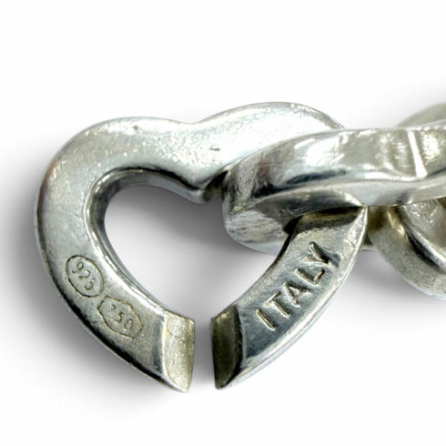 Vintage Heart Link Bracelet Sterling Silver and 18K Yellow Gold
