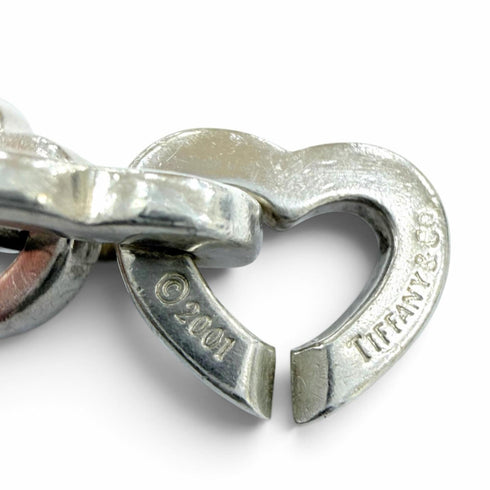 Vintage Heart Link Bracelet Sterling Silver and 18K Yellow Gold