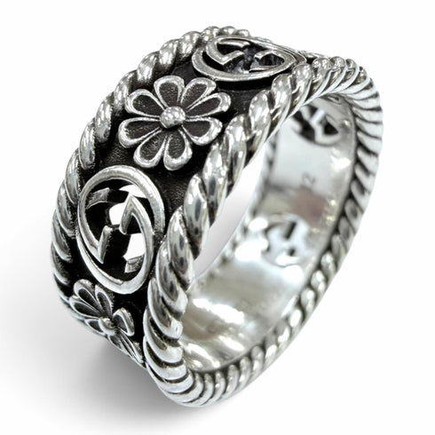 Interlocking G Flower Ring Sterling Silver
