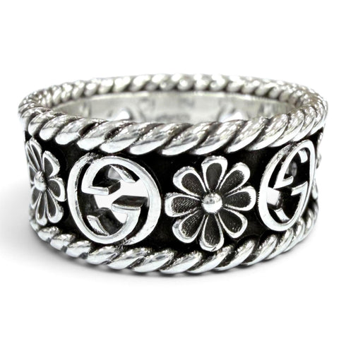 Interlocking G Flower Ring Sterling Silver