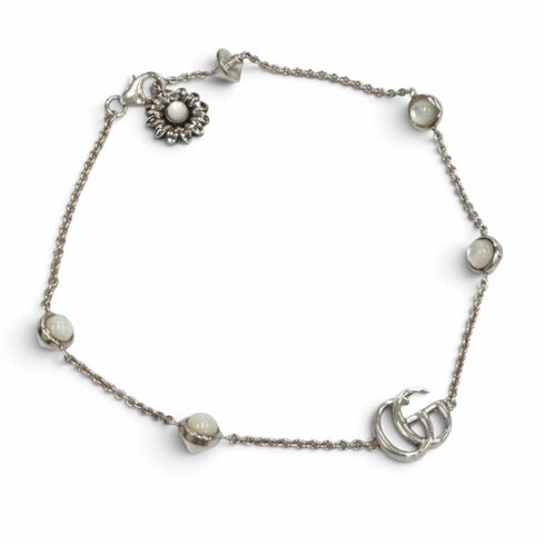 Bracelet Sterling Silver with Mother of Pearl and Colored Stone