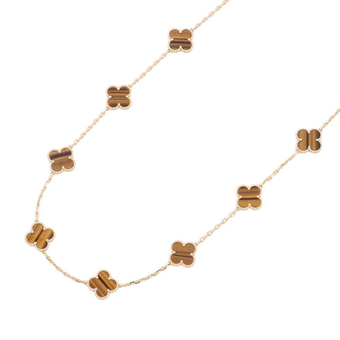 Alhambra Pendant Necklace 18K Yellow Gold and Tiger's Eye
