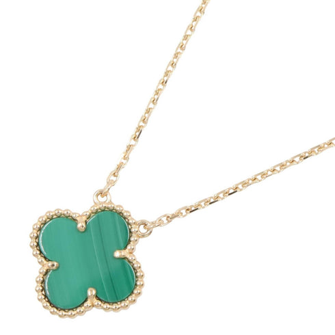 Vintage Alhambra Pendant Necklace 18K Yellow Gold and Malachite