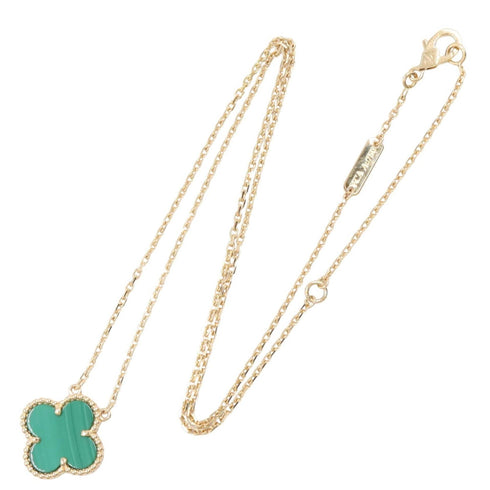 Vintage Alhambra Pendant Necklace 18K Yellow Gold and Malachite