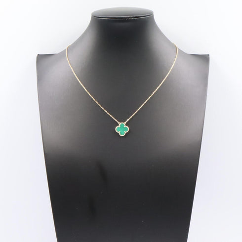 Vintage Alhambra Pendant Necklace 18K Yellow Gold and Malachite