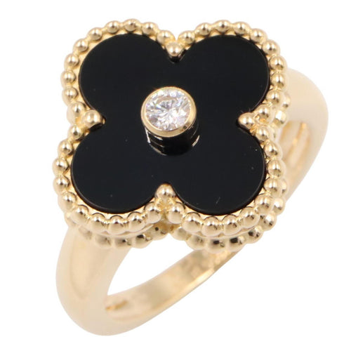 Vintage Alhambra Ring 18K Yellow Gold and Onyx