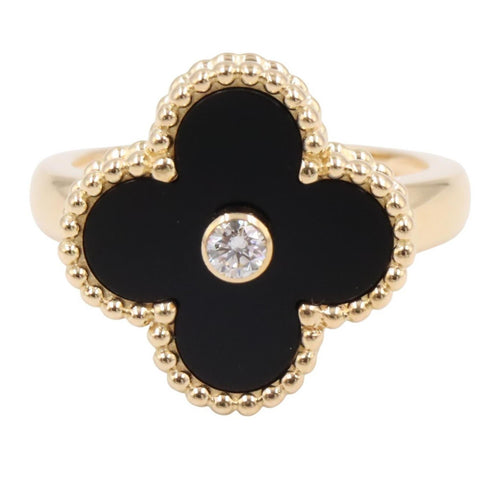 Vintage Alhambra Ring 18K Yellow Gold and Onyx