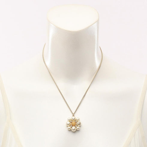 CC Logo Flower Pendant Necklace Metal