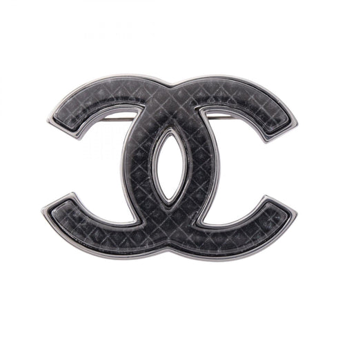 CC Logo Brooch Silver-Tone Metal