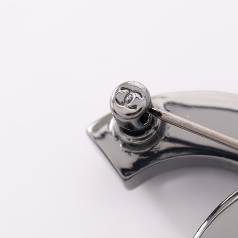 CC Logo Brooch Silver-Tone Metal