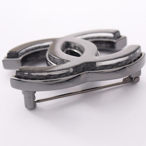 CC Logo Brooch Silver-Tone Metal