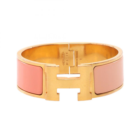Clic Clac Bracelet Enamel and Gold Pink