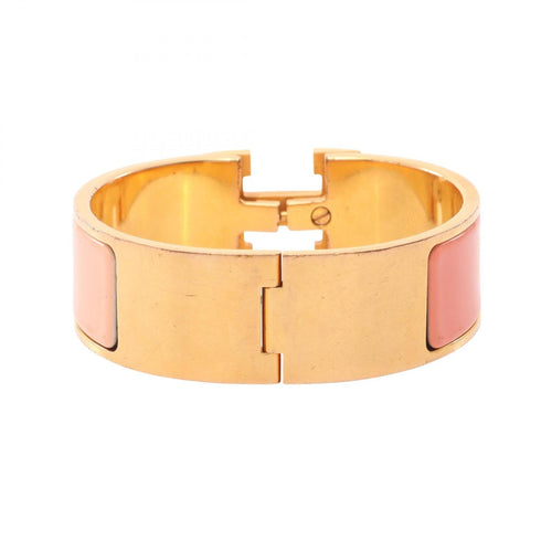 Clic Clac Bracelet Enamel and Gold Pink