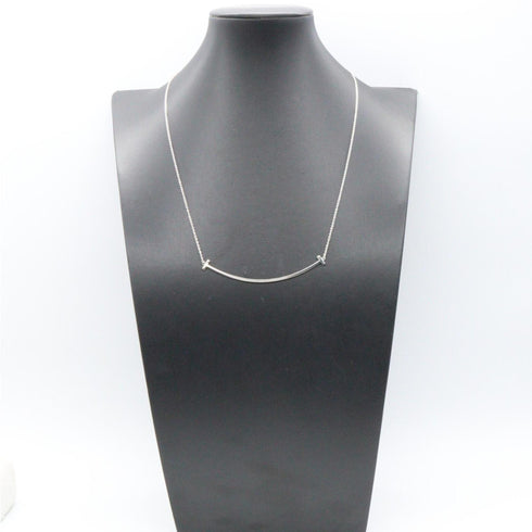 T Smile Pendant Necklace 18K White Gold