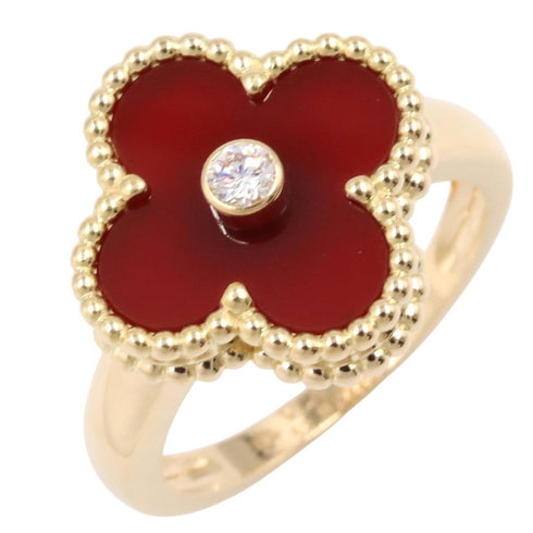 Vintage Alhambra Ring 18K Yellow Gold and Carnelian