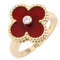 Vintage Alhambra Ring 18K Yellow Gold and Carnelian