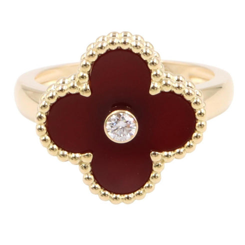 Vintage Alhambra Ring 18K Yellow Gold and Carnelian