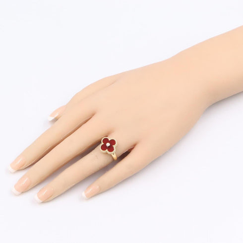 Vintage Alhambra Ring 18K Yellow Gold and Carnelian