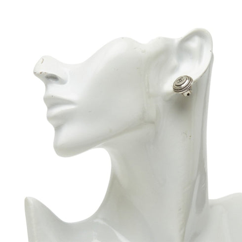 CC Logo Round Clip-On Earrings Silver-Tone Metal Silver-Tone Metal