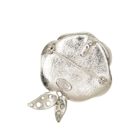 CC Logo Brooch Silver-Tone Metal