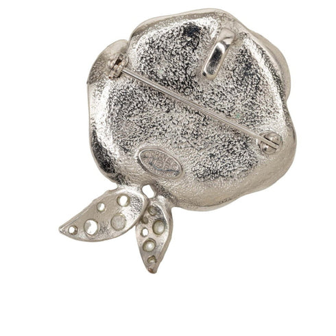 CC Logo Brooch Silver-Tone Metal