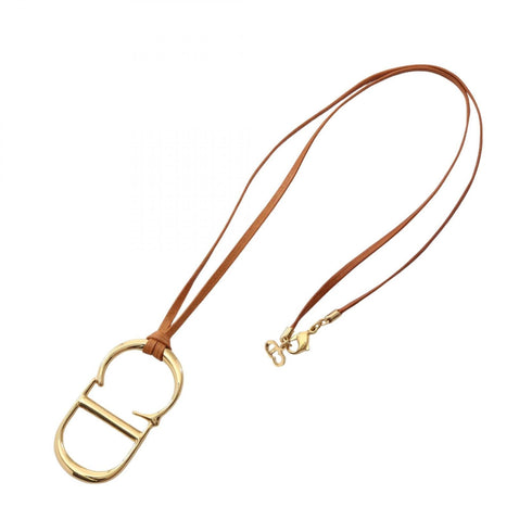 Pendant Necklace Leather and Gold