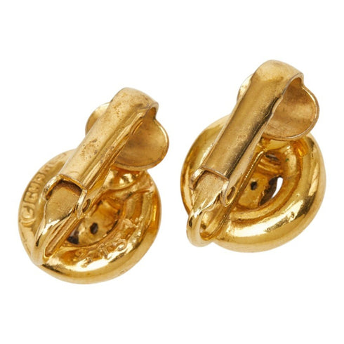 CC Logo Round Clip-On Earrings Metal Gold-Tone Metal