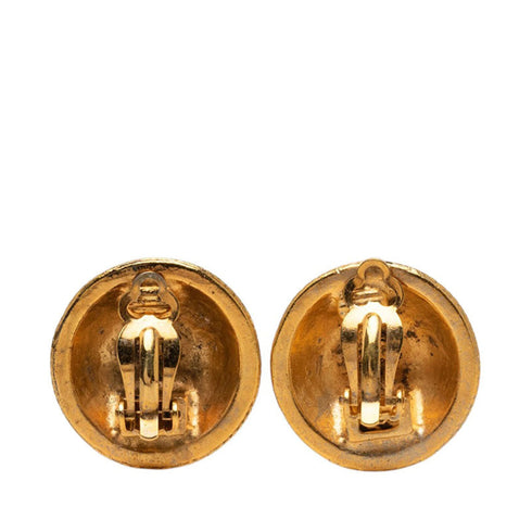CC Logo Round Clip-On Earrings Metal Gold-Tone Metal