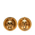 CC Logo Round Clip-On Earrings Metal Gold-Tone Metal