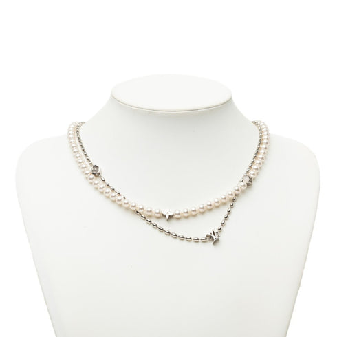 Pendant Necklace Metal Silver with Pearl